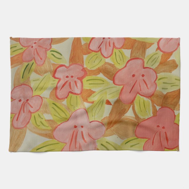 Fall Färgad Flowers Tea Towel Kökshandduk (Horisontell)