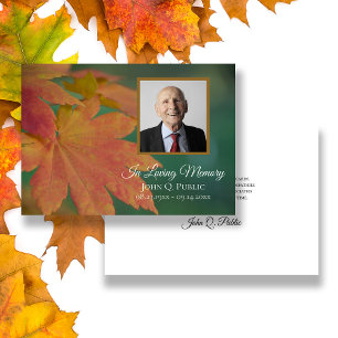 Fall Färgad Löv Funeral Memorial Sympathy Tack Kort