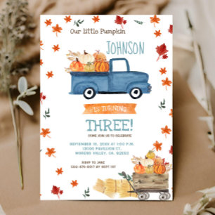 Fall Farm Navy Pumpkin Birthday-inbjudan Inbjudningar