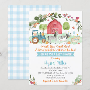 Fall Farm Pumpkin Baby Shower Inbjudningar