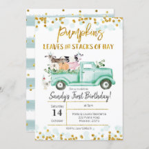 Fall Farm Pumpkin Lastbil Birthday-inbjudan