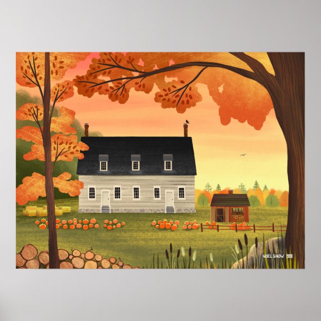 Fall Farmhouse Autumn Pumpkin Patch Poster (Framsidan)
