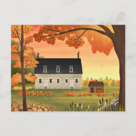 Fall Farmhouse Autumn Pumpkin Patch Vykort