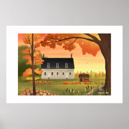 Fall Farmhouse Höstpumpkin Extra stor utskrift Poster