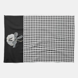 Fall Farmhouse Pumpkin Black White Buffalo Play Kökshandduk