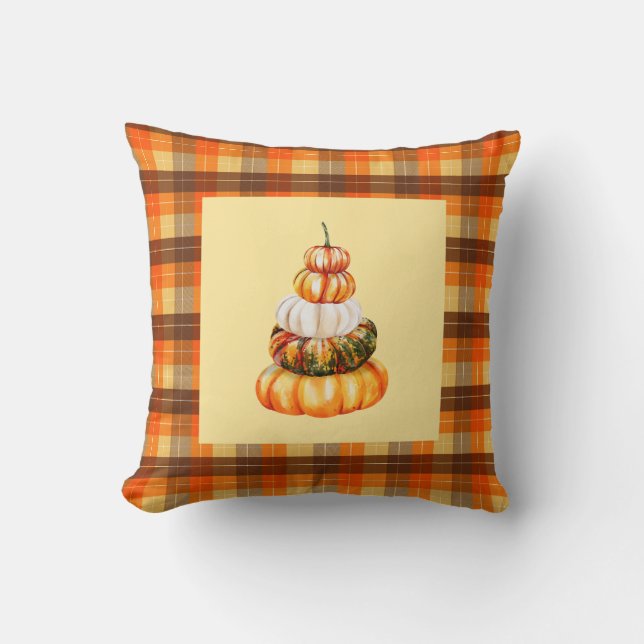 Fall Farmhouse Pumpkins och Orange Brown Play Kudde (Framsida)