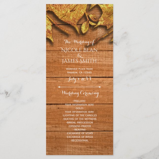 Fall Faux Guld Löv Art Elegant - höstprogram Program (Framsida)