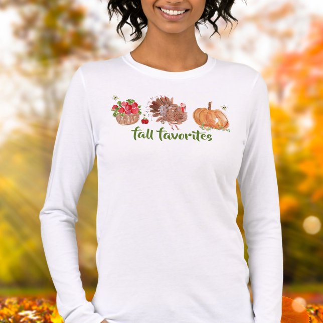 Fall Favoriter Watercolor Apples Turkey Pumpkin T Shirt (Skapare uppladdad)