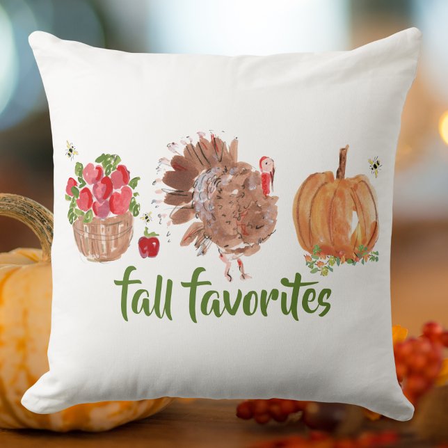 Fall Favorites Apples Pumpkin Turkiet Kudde (Skapare uppladdad)