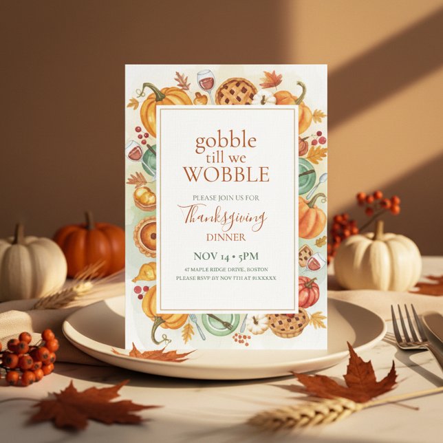 Fall Feast Frame Thanksgiving Invitation Inbjudningar (Framed Thanksgiving Invite)