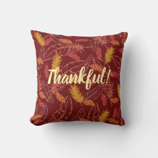 Fall Feathers Thankful/Blessed Throw Pillow Kudde