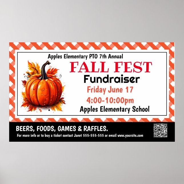 Fall fest Fundraiser PTO PTA Church Banner Poster (Framsidan)