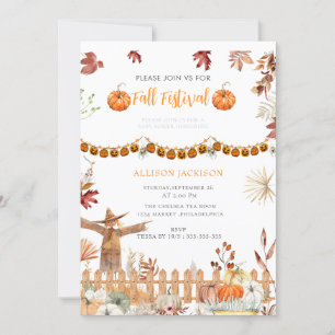 Fall Festival Årlig gult Pumpkin babydusch Inbjudningar
