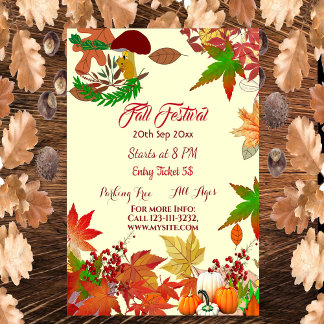 Fall Festival Autumn Färg Maple Löv Pumpkins Poster