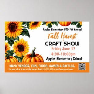 FALL FESTIVAL CRAFT SHOW PTO PTA Church Banner Poster