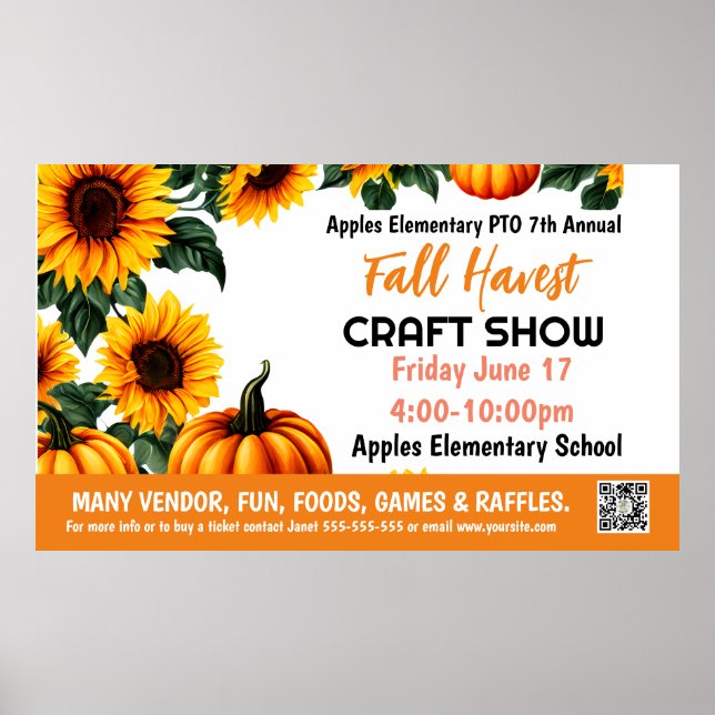 FALL FESTIVAL CRAFT SHOW PTO PTA Church Banner Poster (Framsidan)