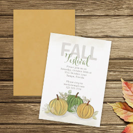Fall Festival Watercolor Simple Pumpkin Gourd Inbjudningar