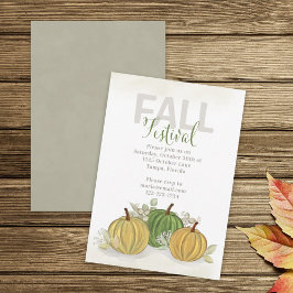 Fall Festival Watercolor Simple Pumpkin Gourd Inbjudningar