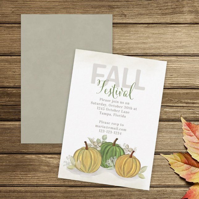 Fall Festival Watercolor Simple Pumpkin Gourd Inbjudningar (Skapare uppladdad)