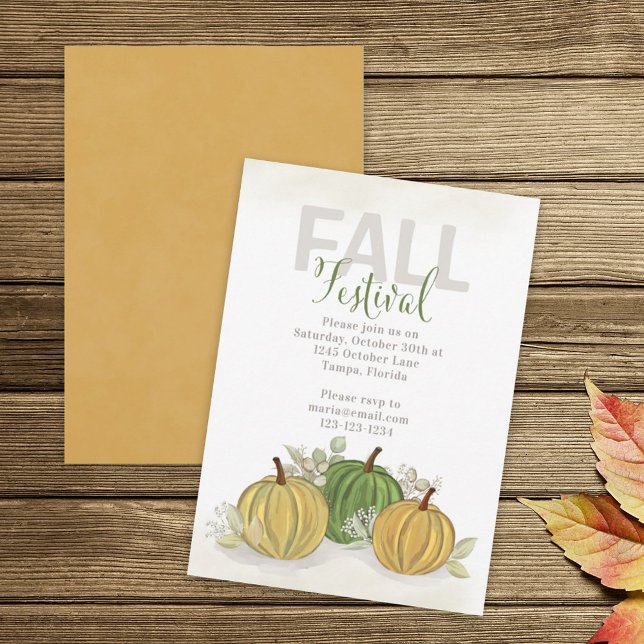 Fall Festival Watercolor Simple Pumpkin Gourd Inbjudningar (Skapare uppladdad)