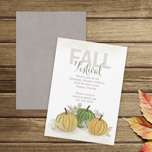 Fall Festival Watercolor Simple Pumpkin Gourd Inbjudningar (Skapare uppladdad)