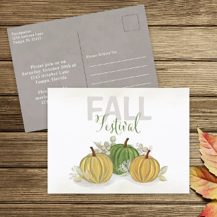 Fall Festival Watercolor Simple Pumpkin Gourd Vykort
