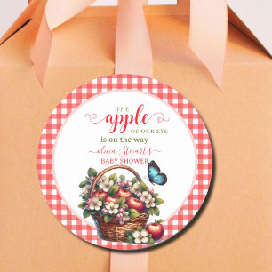 Fall Festive plaid Apple-temat Babydusch Runt Klistermärke