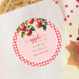 Fall Festive plaid Apple-temat Babydusch Runt Klistermärke