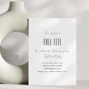 Fall Fête Minimalistisk 21-årsfest Snygg Vit Inbjudningar