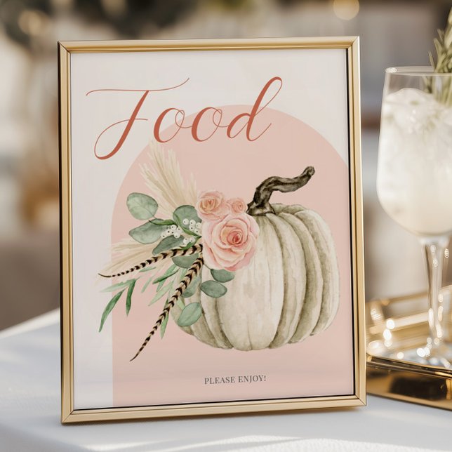 Fall Firande Pumpkin Rosa Food Bord Sign Poster (Skapare uppladdad)