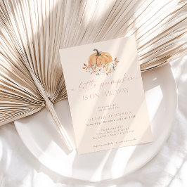 Fall Flicka Baby Shower | Rosa A Little Pumpkin Inbjudningar