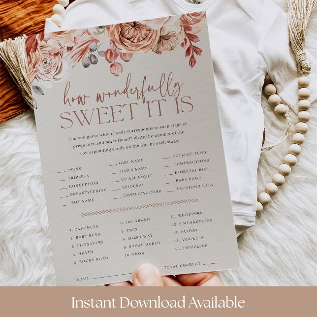 Fall Floral Baby Shower Candy Guessing Game Card Inbjudningar (Skapare uppladdad)