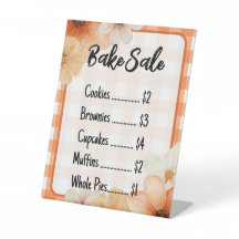 Fall Floral Plaid Bake Sale Sign Template