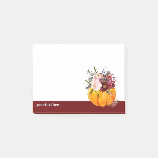 fall, floral, pumpkin notes post-it block (Framsida)
