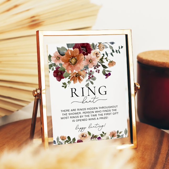 Fall Floral Ring Hunt Bridal Shower Game Poster (Skapare uppladdad)