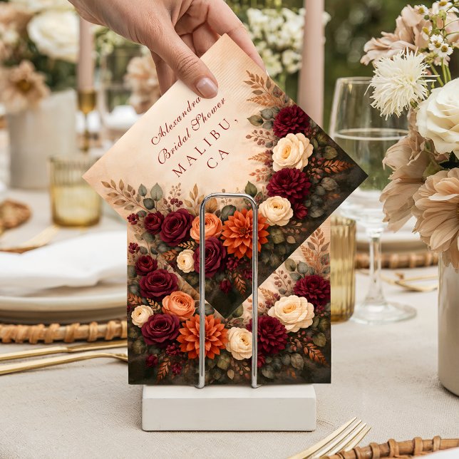 Fall Floral Romance Bridal Shower Pappersservett (Skapare uppladdad)