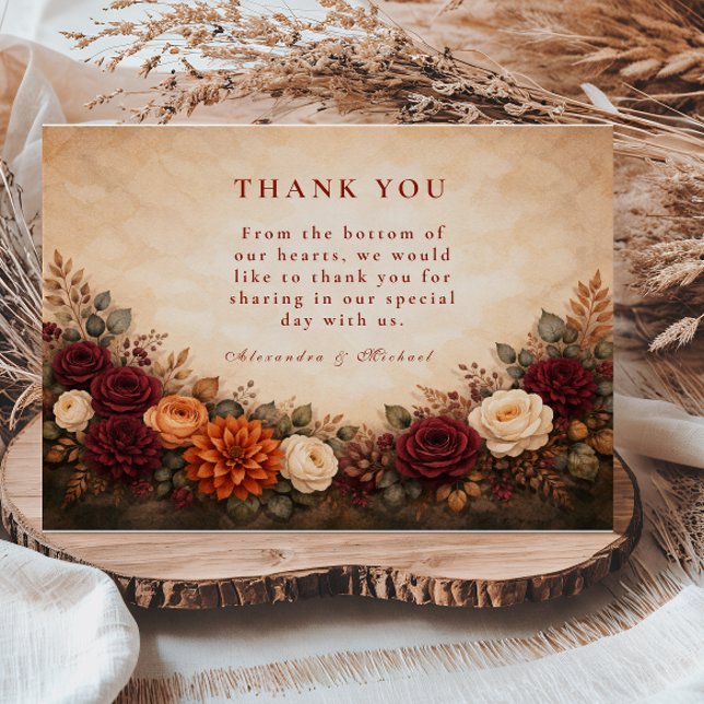 Fall Floral Romance Wedding Tack Kort (Skapare uppladdad)