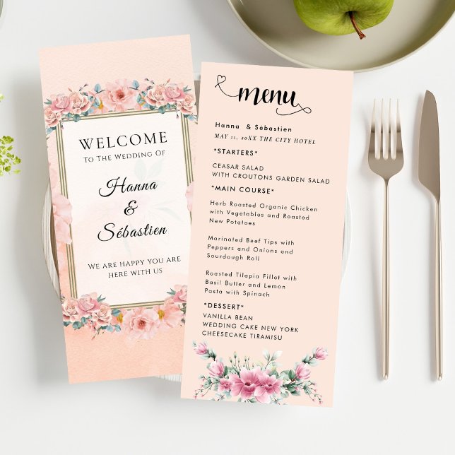 Fall Floral  Wedding Menu Meny (Skapare uppladdad)