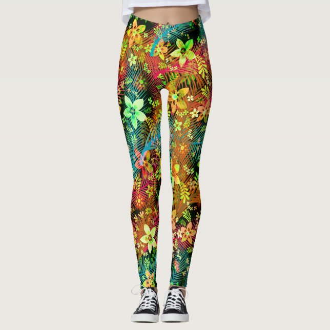 Fall Flower Bouquet - Edelweiss Flower Feathers Leggings (Framsida)