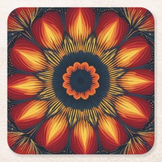 Fall Flower Kaleidoscope Underlägg Papper Kvadrat