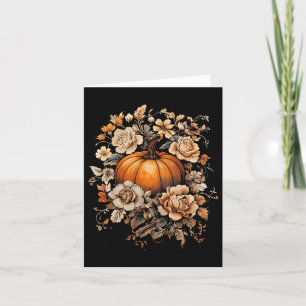 Fall Flower Vintage Pumpkin Autumn Thanksgiving Pr Kort