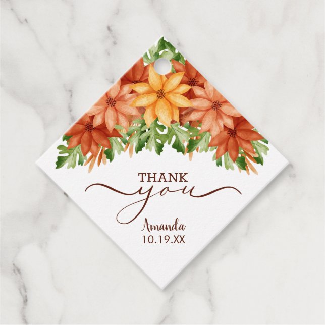 Fall Flowers Möhippa Tack Gåvor Etiketter (Framsida)