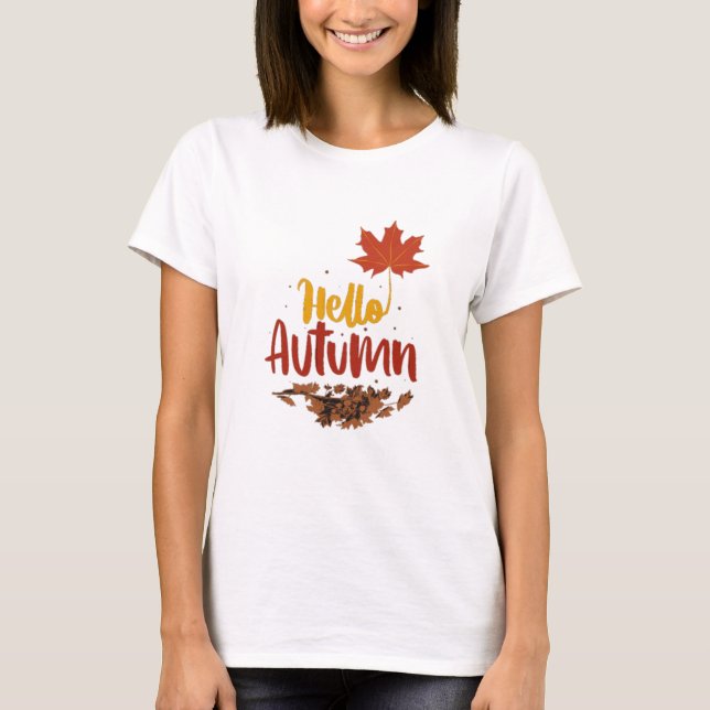 Fall Flowers Orange T Shirt (Framsida)