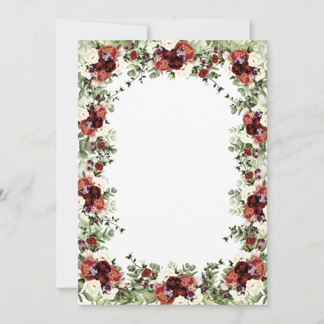 Fall Flowers Terracotta Cream Burgundy blommigt Inbjudningar (Framsida)