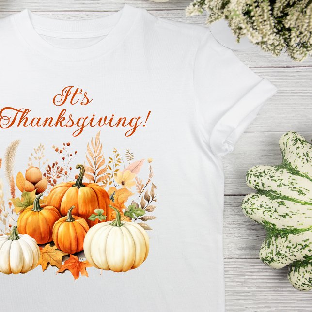 Fall Flowers White Pumpkin Thanksgiving Gift T Shirt (Skapare uppladdad)