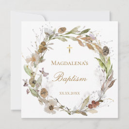 fall flowers wreath Baptism Invitation Inbjudningar