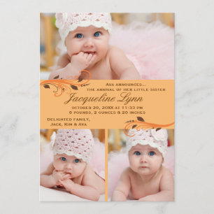 Fall Flurry Photo Birth-meddelande Meddelande