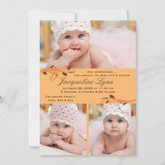 Fall Flurry Photo Birth-meddelande Meddelande (Framsida)