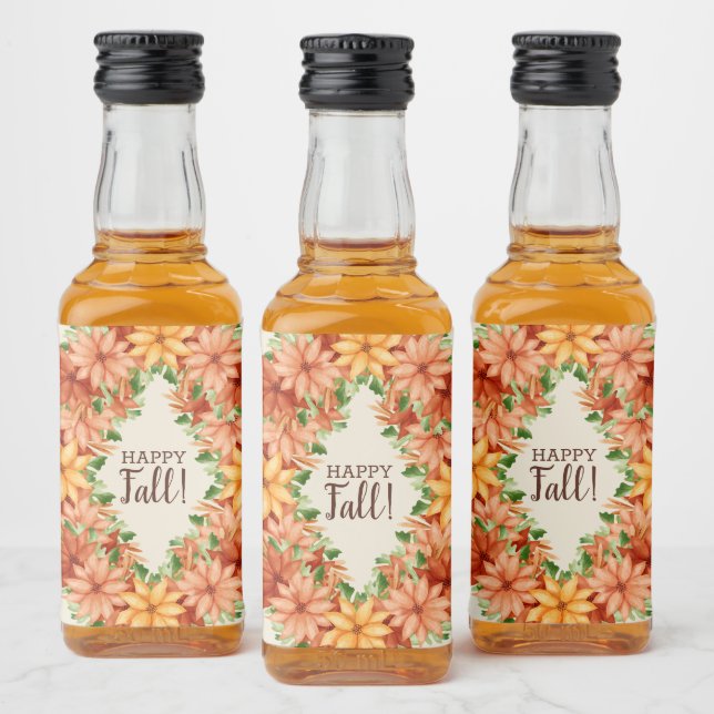 Fall Foliage Autumn Blommigt Swag Mini Spritflaskor Etikett (Flaskor)