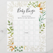 Fall Foliage Baby Shower Game Baby Bingo
